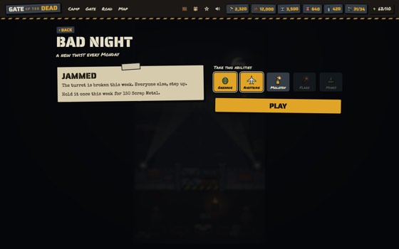 The Bad Night screen with this week's twist